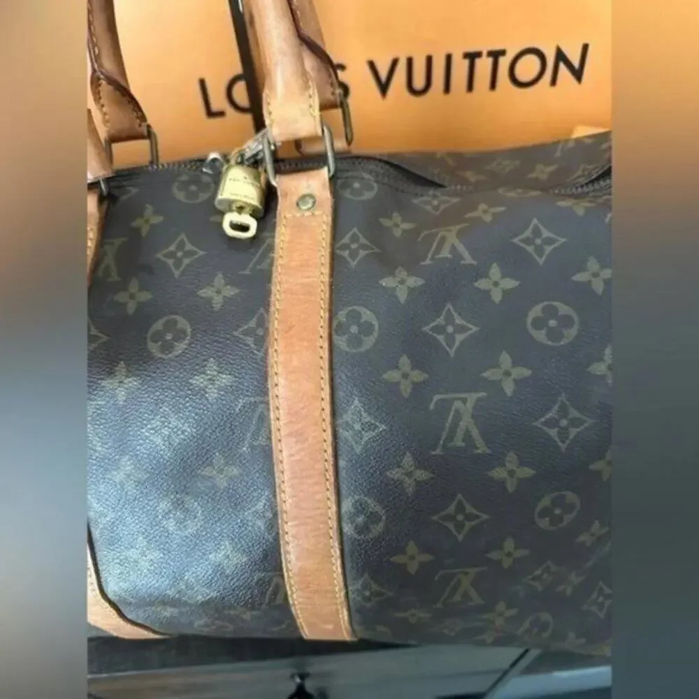 Louis Vuitton Monogram Keepall 50 Boston Duffle w/ Lock, Luggage Tag & Dust Bag